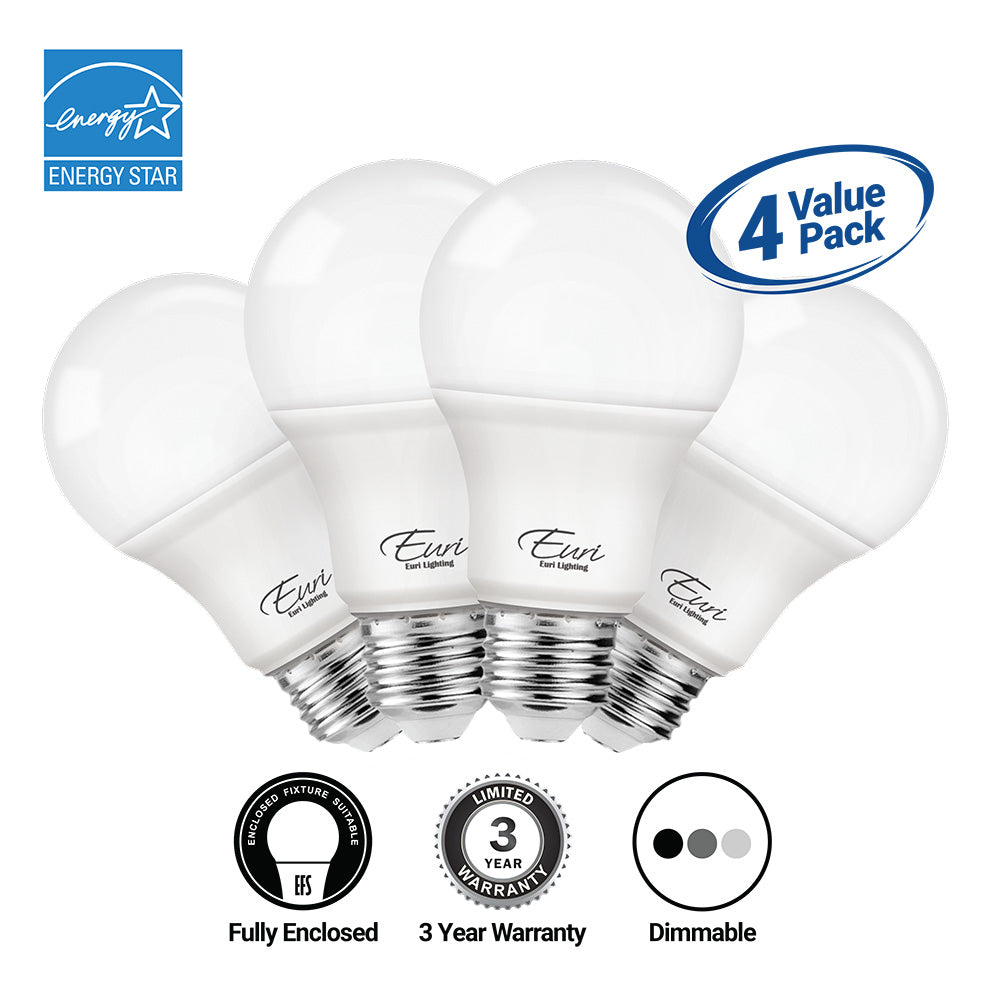 Euri Lighting A19 LED Bulb - 8W / 60W Equivalent - 2700K - EA19-6020E-4 product image