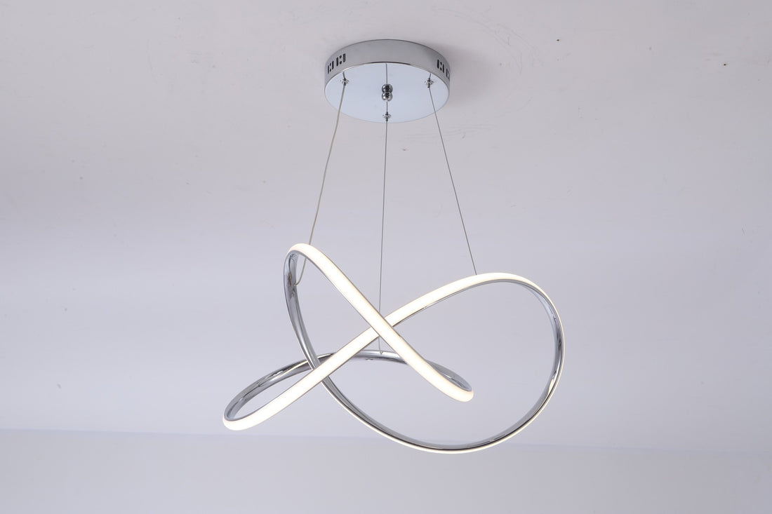 LED Pendant Chandelier Light Swirl Shape 30W Chrome close-up detail