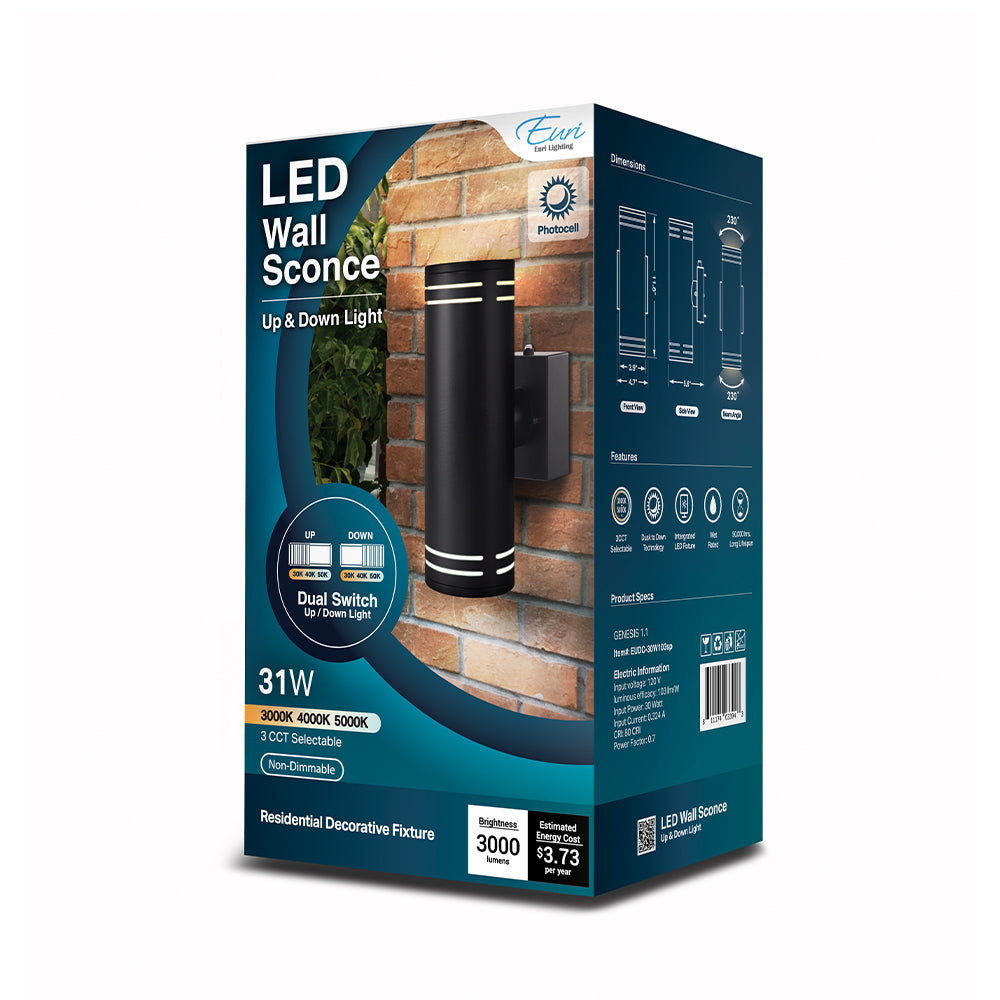 LED Cylindrical Up Down Fixture 3Cct Dual Tune Photocell packaging image