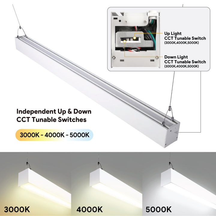 Euri Lighting 4 FT Suspended Up Down Fixture – 4 FT – 3000K - EUD4-50W103SW-W product image