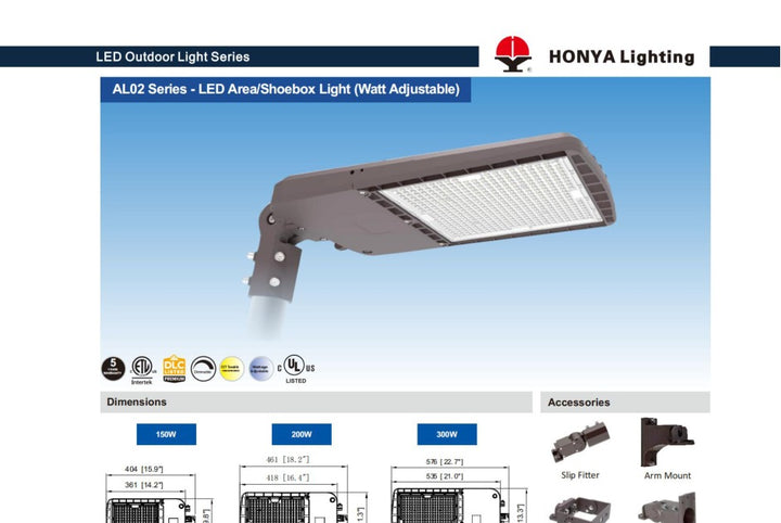 LED WATT SELECTABLE AREA/SHOEBOX LIGHT (AL02) 100W/150W/200W installation view