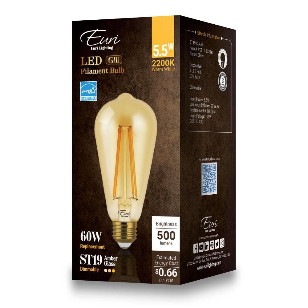 LED St19 60W Dim Energy Star packaging image