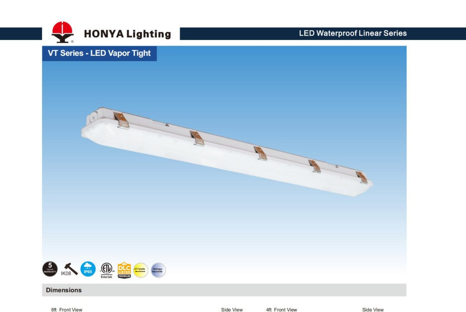 LED Vapor Tight Fixture 8FT 40/60/80W Selectable installation view