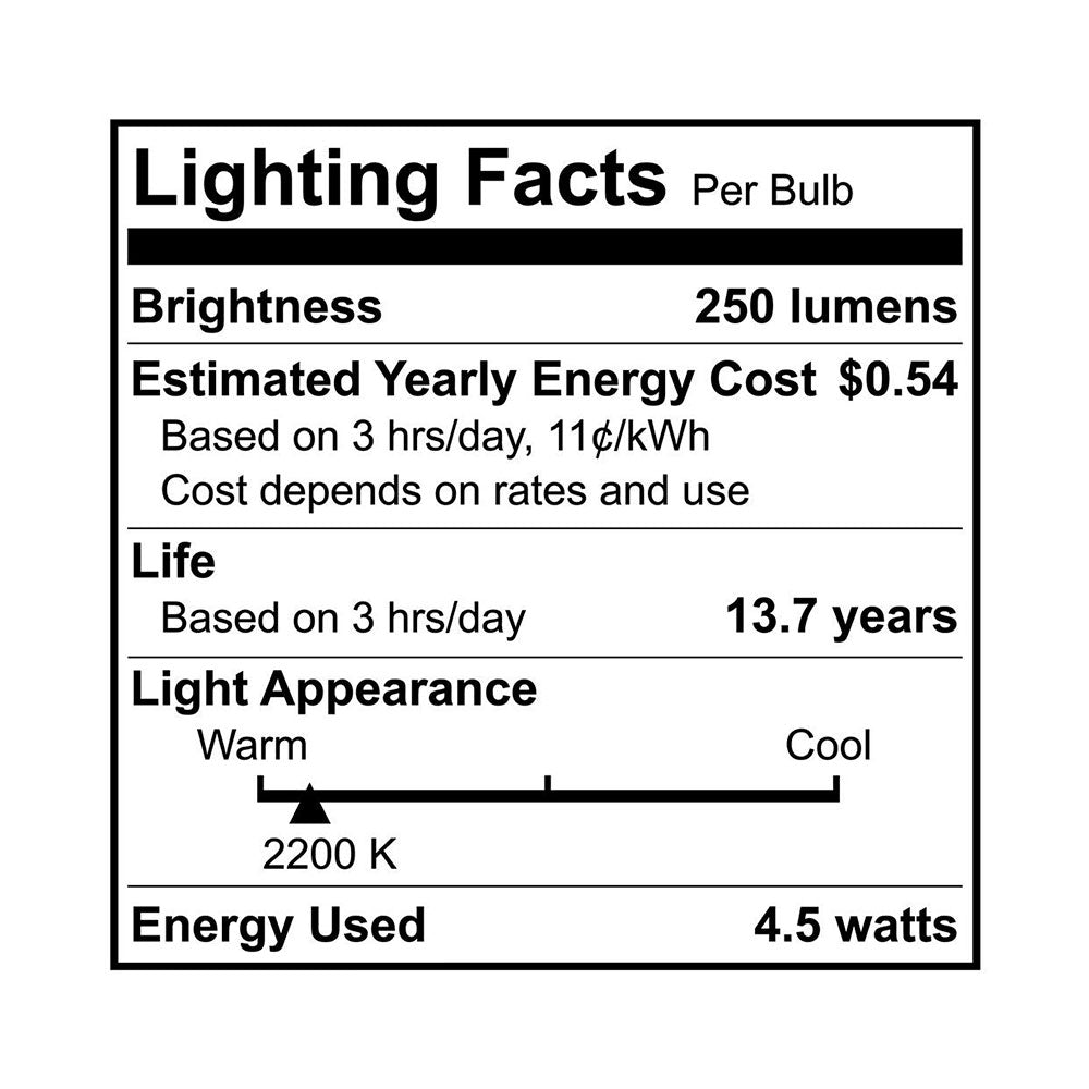 LED G25 Dim Non-Energy Star specification image