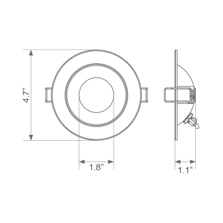 Euri Lighting 4 inch gimbal downlight - DLC4G-9W105SE dimension image