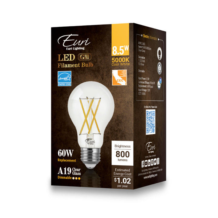 LED A19 60W Dim Energy Star CEC - VA19-3050CEC packaging image