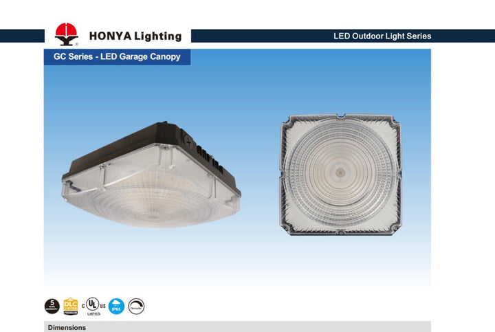 LED Garage Canopy Light 70W-60W-40W Selectable installation view