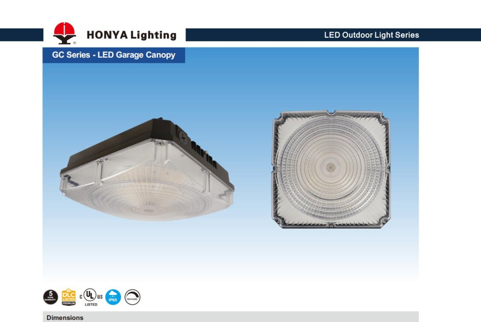 LED Garage Canopy Light 70W-60W-40W Selectable installation view