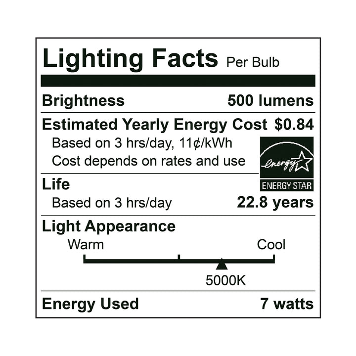 Euri Lighting PAR16 LED Lamp - 7W / 50W Equivalent - 5000K - EP16-7W4050EW specification image