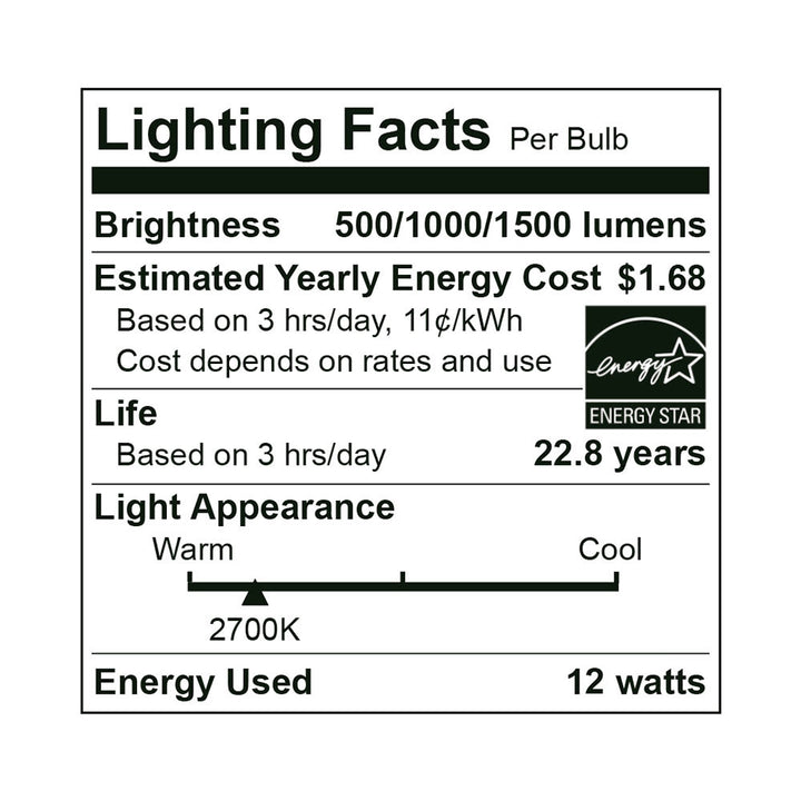 LED A19 100W Dim Energy Star - EA19-12W2120ET specification image