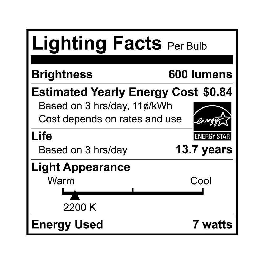 LED G25 75W Dim Energy Star specification image
