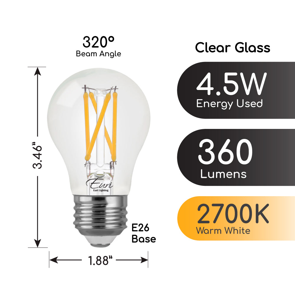 Euri Lighting A15 LED Bulb - 4.5W / 40W Equivalent - 2700K - VA15-3020E-4 product image