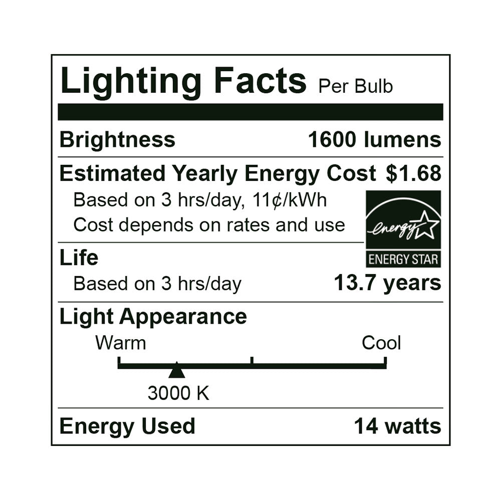 LED A19 100W Dim Energy Star - EA19-14W1100EGV specification image