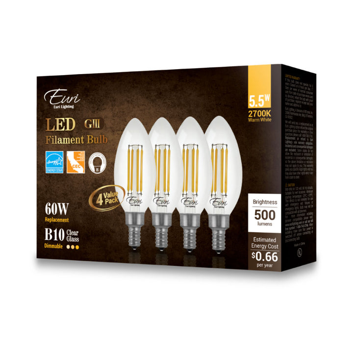 LED B10 60W Dim Energy Star CEC - VB10-3020CEC packaging image