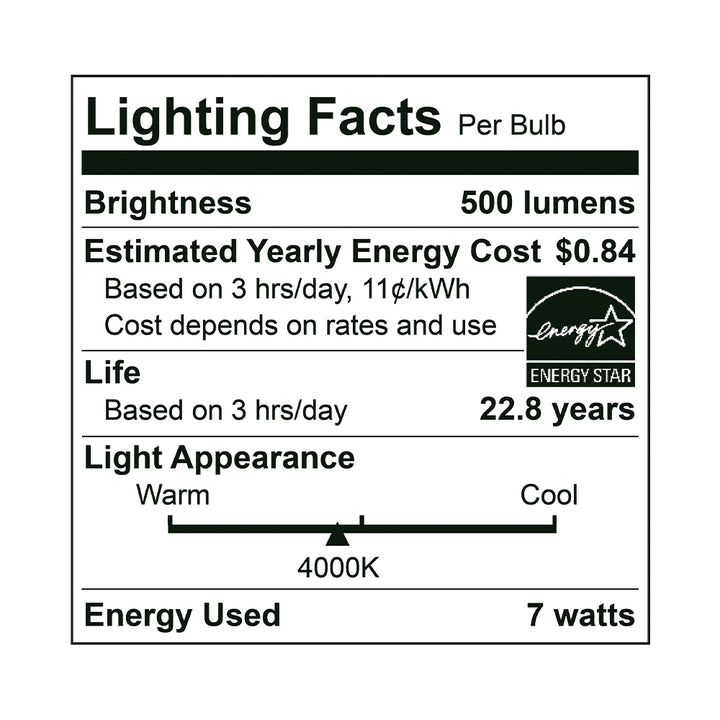 Euri Lighting PAR16 LED Lamp - 7W / 50W Equivalent - 4000K - EP16-7W4040EW specification image