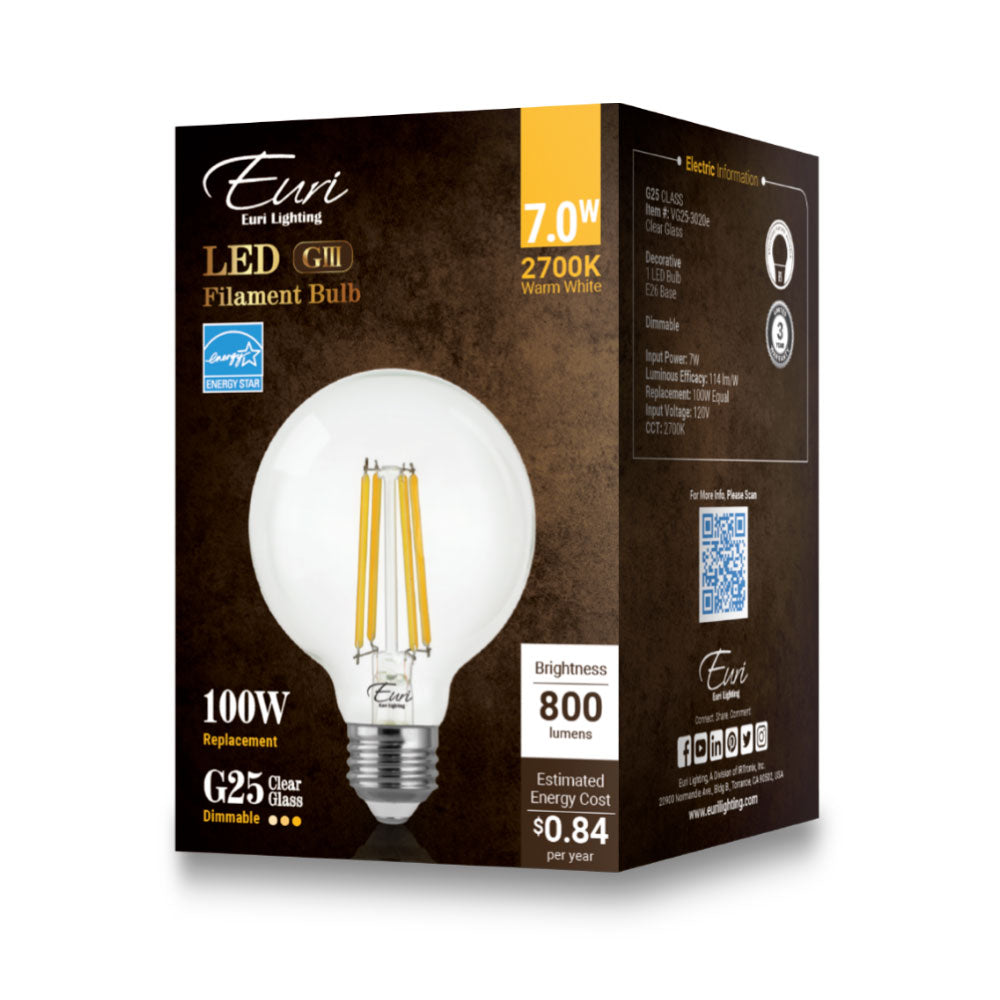 LED G25 100W Dim Energy Star packaging image