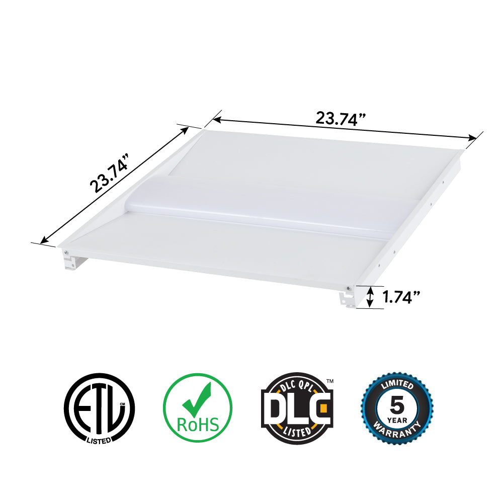Euri Lighting Slim Troffer – 2x2 – 25W / 3000K - ETF22-35W103SW-2 close-up detail