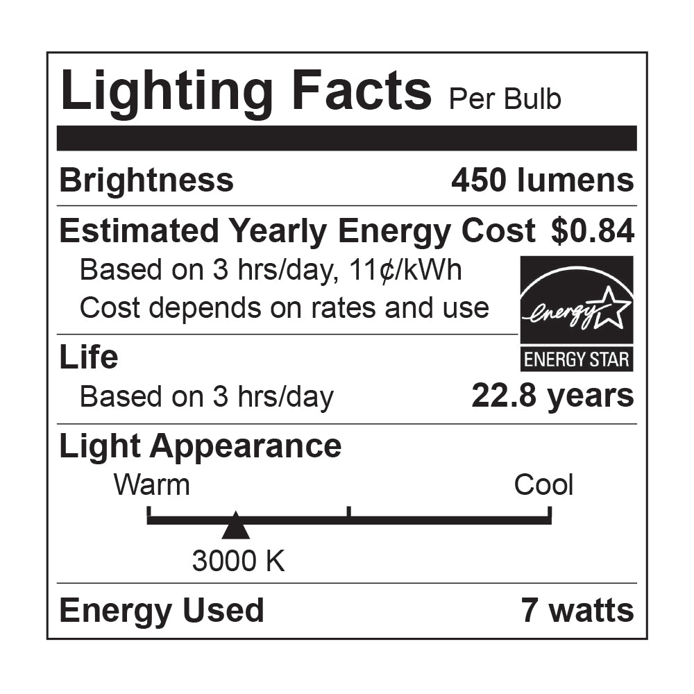 Euri Lighting PAR16 LED Lamp - 7W / 50W Equivalent - 3000K - EP16-4000EW specification image