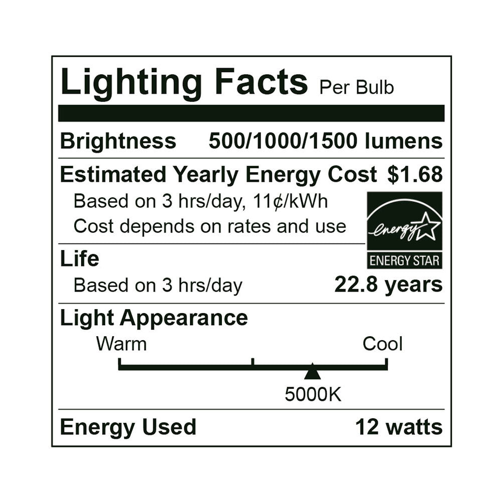 LED A19 100W Dim Energy Star - EA19-12W2150ET specification image