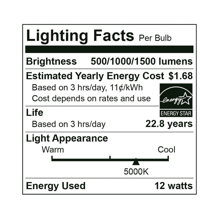 LED A19 100W Dim Energy Star - EA19-12W2150ET specification image