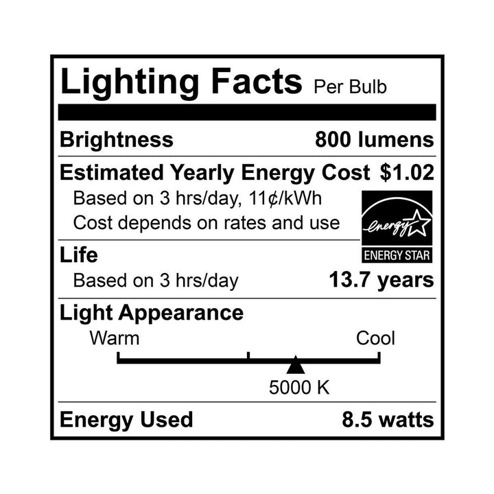LED A19 60W Dim Energy Star CEC - VA19-3050CEC specification image