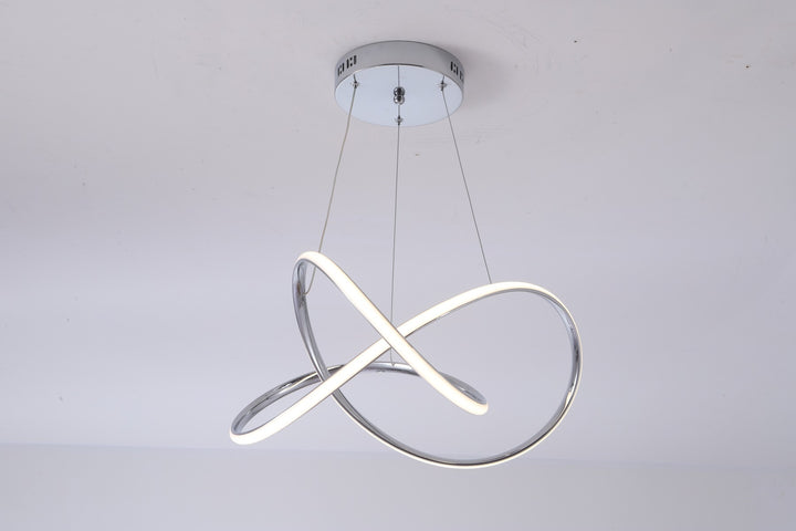 LED Pendant Chandelier Light Swirl Shape 30W Chrome close-up detail