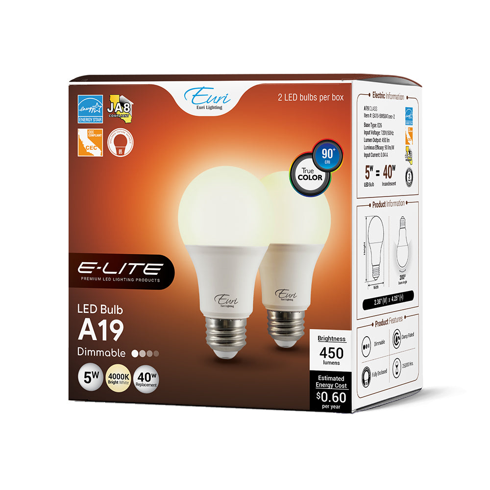 LED A19 40W Dim Energy Star CEC - EA19-5W5041CEC product image