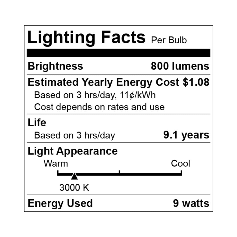 Euri Lighting A19 LED Bulb - 9W / 60W Equivalent - 5000K - EA19-6150-4 specification image