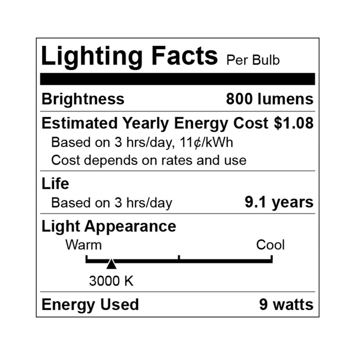 Euri Lighting A19 LED Bulb - 9W / 60W Equivalent - 5000K - EA19-6150-4 specification image