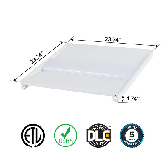 Slim Troffer – 2x2 – 25W / 3000K – CCT 4000K/5000K – 0-10V, 100-277V, 120°, ETL/DLC
