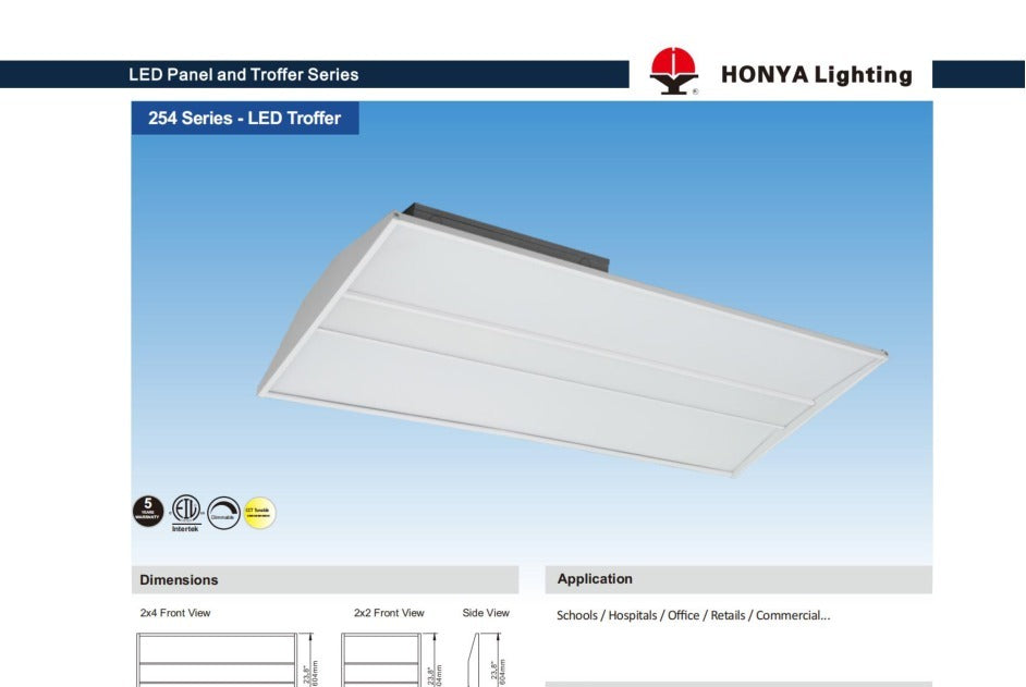 LED Architectural Recessed Luminaire - PB03A 2'x 4' Watt Adjustable (20/30/40/50/72W) close-up detail