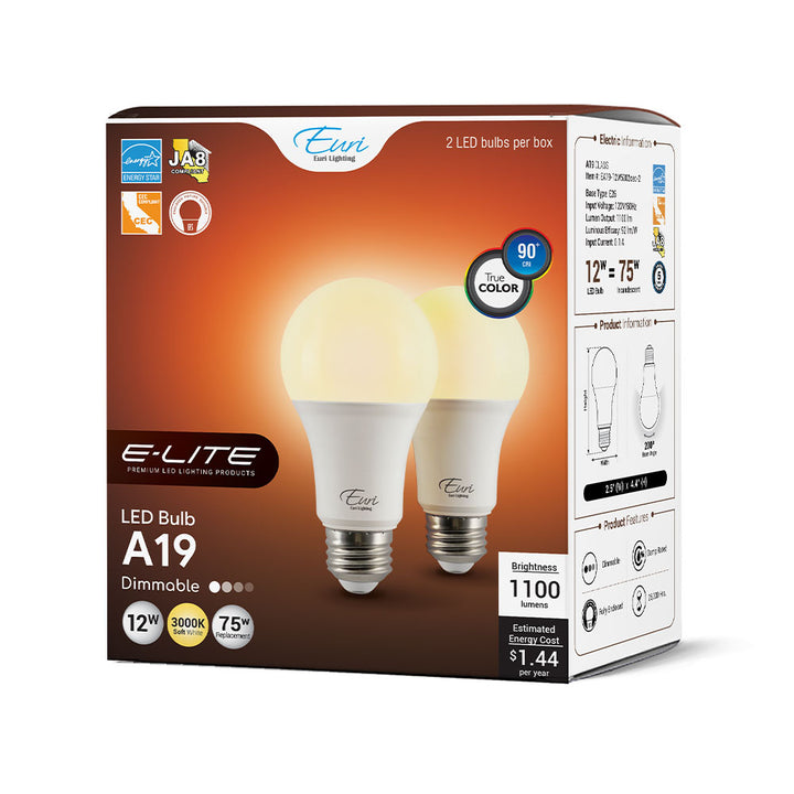 LED A19 75W Dim Energy Star CEC - EA19-12W5002CEC packaging image
