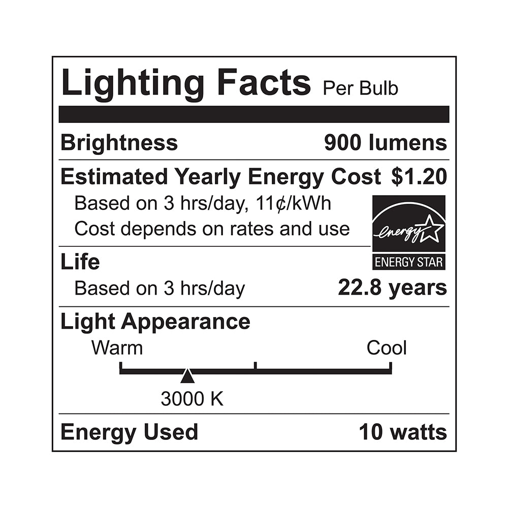 LED Par30Ln 75W Dim Energy Star CEC - EP30-10W5000CEC specification image