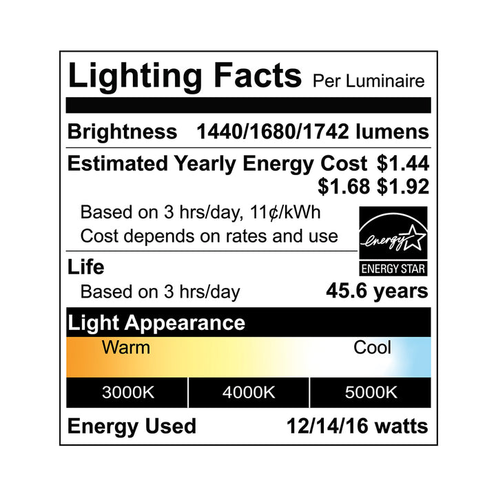 LED Wl Non-Dim Energy Star - EOL-WL60BK-1100ESW specification image