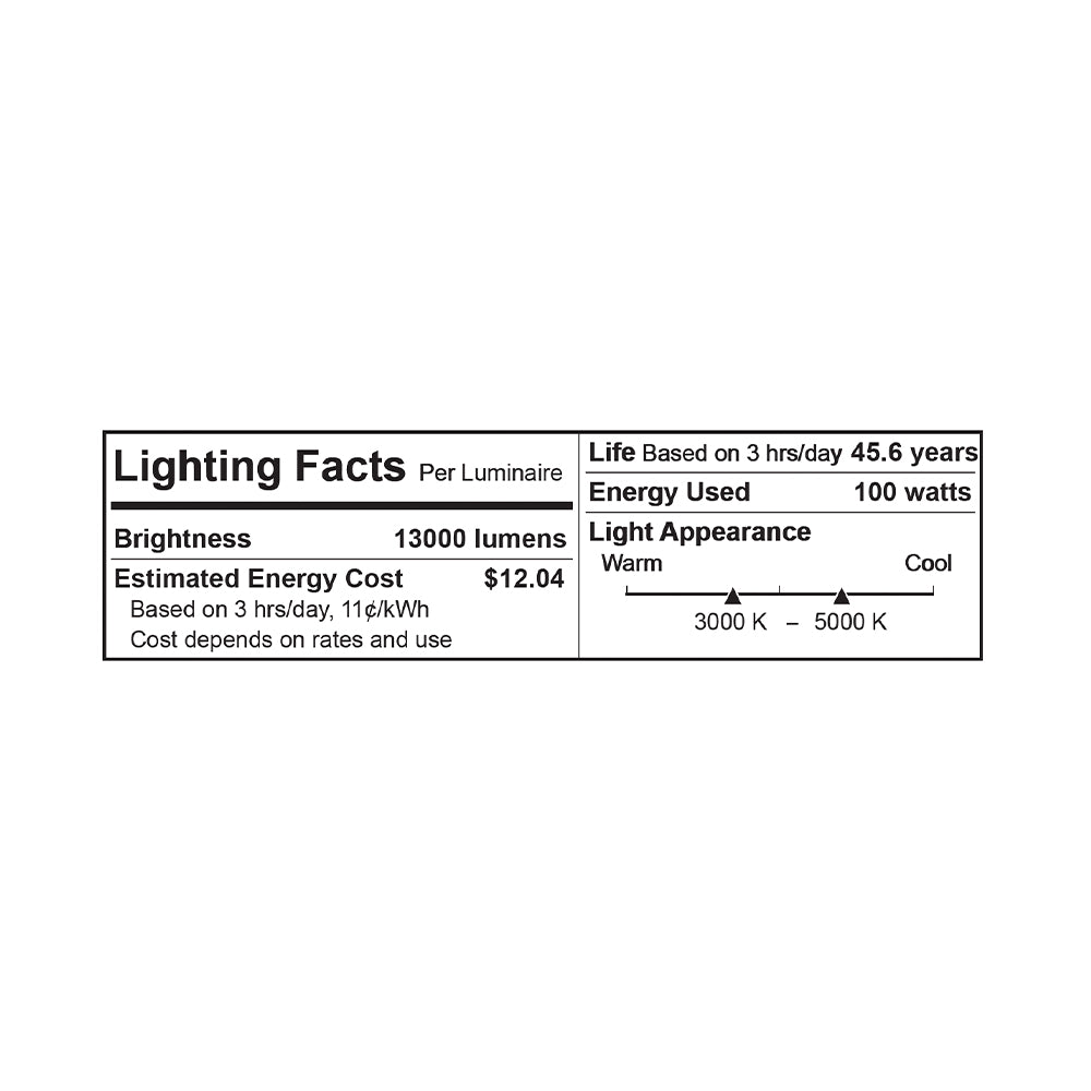 LED 8Ft Up Down Fixture 3Cct Dual Tune Dlc - EUD8-100W103SW-S specification image