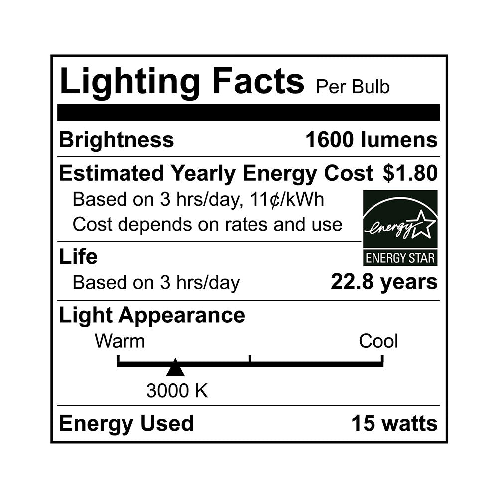 LED A19 100W Dim Energy Star - EA19-15W2000E specification image