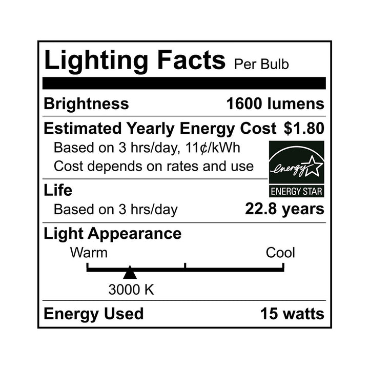 LED A19 100W Dim Energy Star - EA19-15W2000E specification image