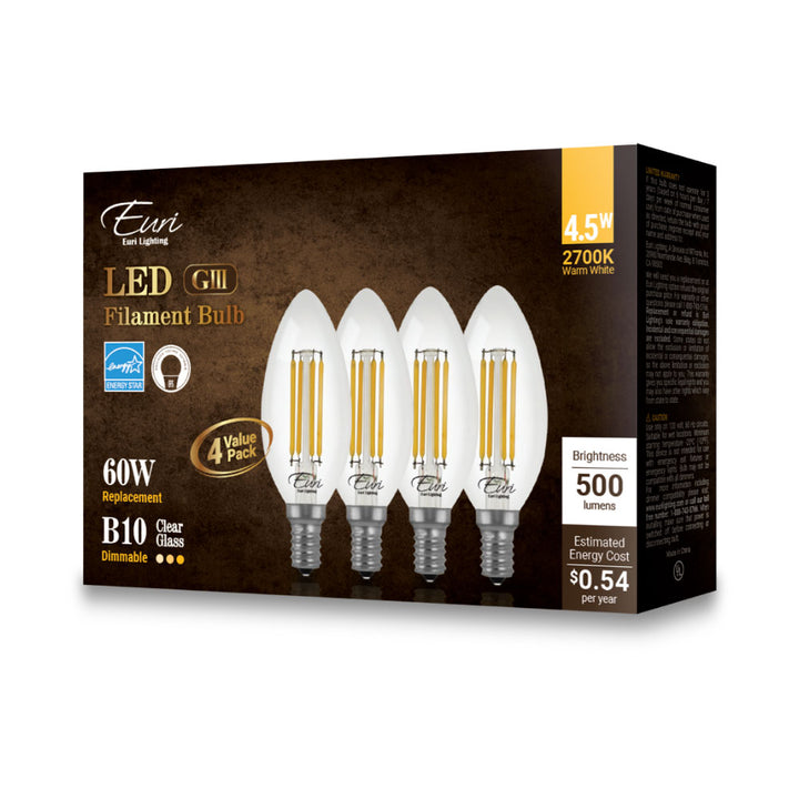 LED B10 60W Dim Energy Star packaging image
