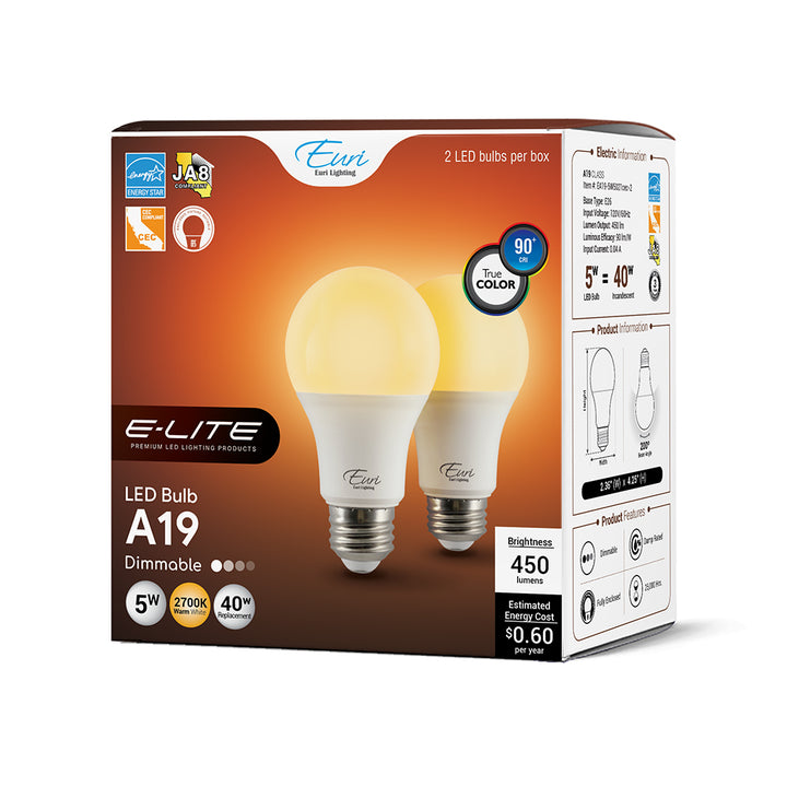 LED A19 40W Dim Energy Star CEC - EA19-5W5021CEC product image