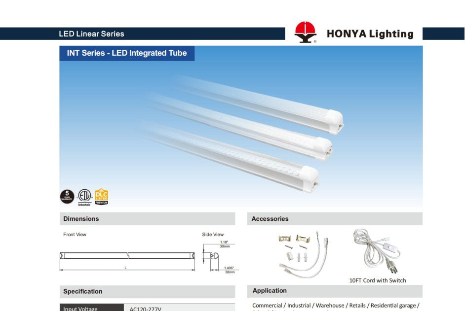LED Integrated Tube-Watt&CCT Selectable 2FT 6-7-8-9-10W Selectable Frosted installation view